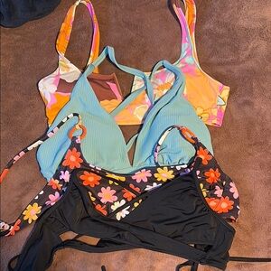 Colorful Floral and Solid Bikini Tops